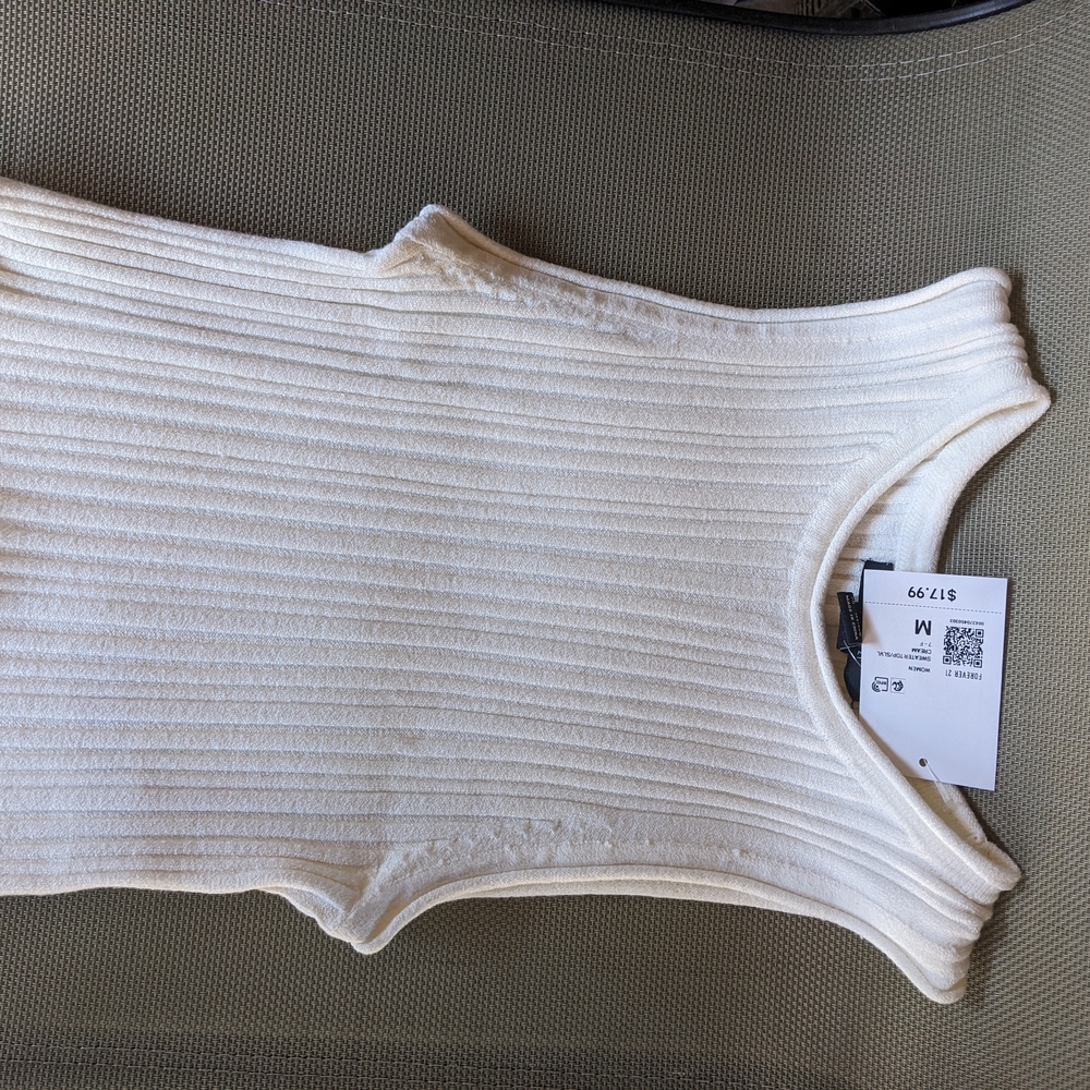 NWT FOREVER 21 Ribbed Cream Sleeveless Top